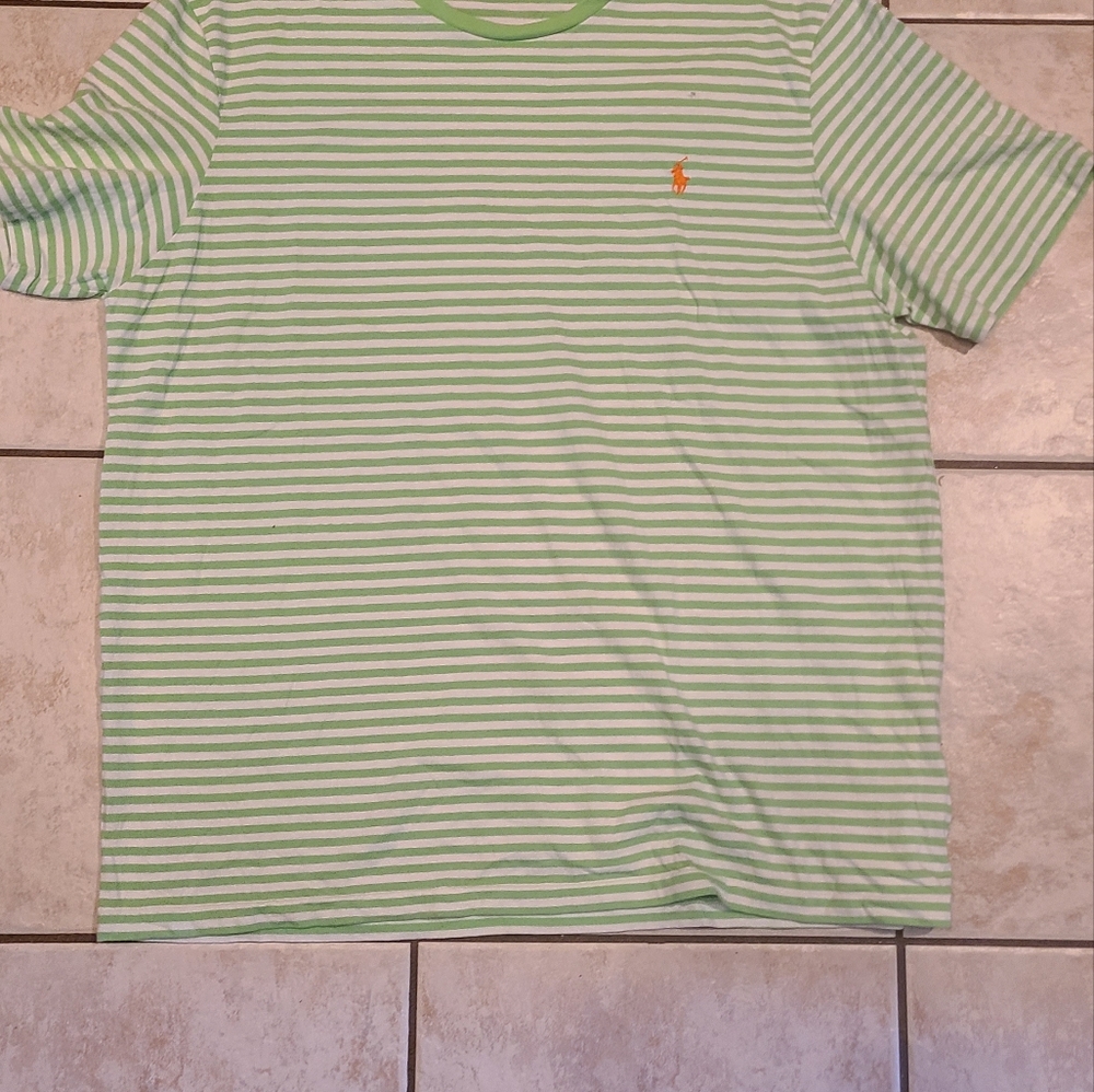 Polo by Ralph Lauren Kids Green and White Striped Tee